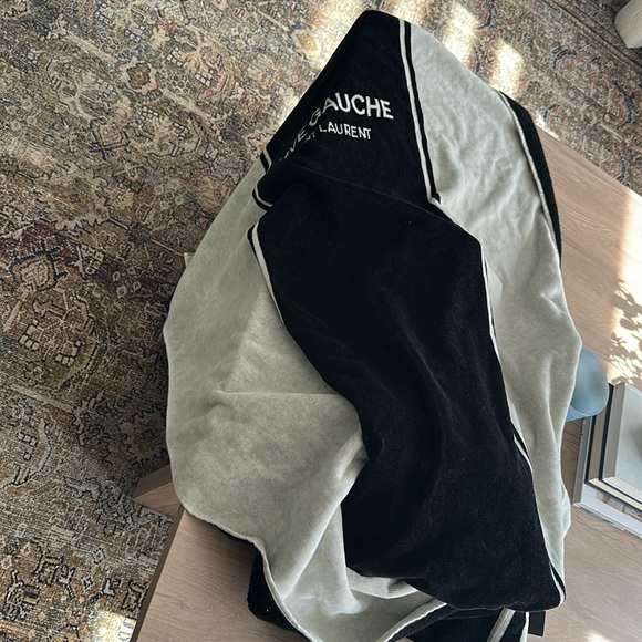 NWT $2100 Saint Laurent Towel Cabas in terrycloth tote in black + light gray - Picture 10 of 13